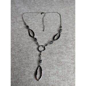 Lia Sophia Silvertone Glass Bead Y Necklace 16 - 19 inches Long
